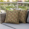 thumbnail image 3 of Pack of 2 Sage Green Boho Outdoor Pillow Covers Decorative, Waterproof Pillow Protector, Vintage Ethnic Tribe Abstract Art Floral Throw Pillowcases Accent Cushion Cases for Patio Couch Sofa 26"x26", 3 of 8