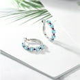 thumbnail image 4 of Gem Stone King 925 Sterling Silver Swiss Blue Topaz and Red Created Ruby Hoop Earrings for Women (3.95 Cttw, Round 4MM and 1.9MM, Gemstone Birthstone 1 inch Diameter), 4 of 4