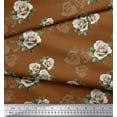 thumbnail image 2 of Soimoi Polyester Crepe Fabric Leaves & Alba Rose Floral Printed Fabric 1 Yard 42 Inch Wide, 2 of 3