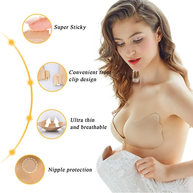 2 Pairs Super Sticky Bras Strapless Bra for Women, Reusable Self Adhesive Backless  Bra, Stick on Bra Push up for Large Breasts 