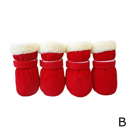EtherealEdge 4pcs Puppy Shoes Winter Pet Dog Anti-slip Rain Boots Thi Warm Footwear
