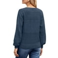 thumbnail image 4 of UVN Sweaters for Women Casual V Neck Long Sleeve Pullover Winter Lightweight Crochet Hollow Out Knit Jumper, 4 of 8
