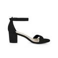 thumbnail image 3 of BLISSFUL STEP Women's Solid Color Open Toe Mid Block Heel Buckle Ankle Strap Sandals Black 10, 3 of 8