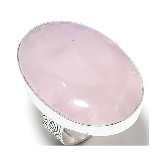 Rose Quartz Gemstone Handmade 925 Sterling Silver Jewelry Ring Size 9