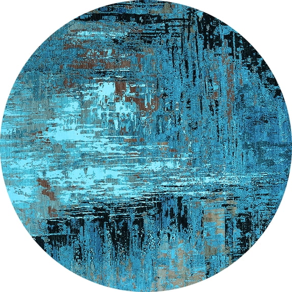 Ahgly Company Indoor Round Oriental Light Blue Industrial Area Rugs, 4' Round