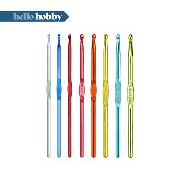 Hello Hobby Aluminum Crochet Hooks, Sizes D-K, 8-Piece Set