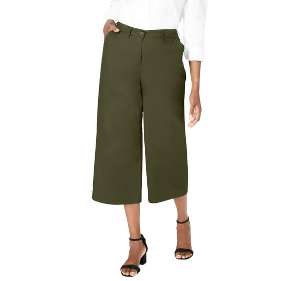 Jessica London Women's Plus Size Stretch Cotton Chino Wide-Leg Crop