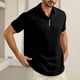 thumbnail image 2 of Camisa de manga corta con cremallera y malla de corte ajustado para hombre - Poliéster, transpirable para el verano, 2 of 4
