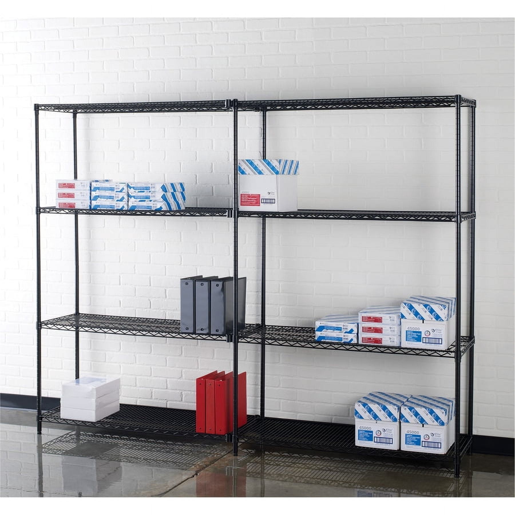 Lorell Industrial Adjustable Wire Shelving Starter Unit - 36" X 24" X 72" - 4 X Shelf(ves) - 4000 Lb Load Capacity - Black - Steel