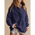 thumbnail image 3 of Sweatshirt for Women Oversized Casual Long Sleeve Button Henley Neck Pullover Tops Outfits Clothes Navy Blue XL, 3 of 8