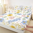 thumbnail image 3 of Manfei Groovy Flower Floral Full Size Sheets, Gold Bee Honeycomb Bed Sheets, Kawaii Cartoon Theme Sheet Sets, Breathable Home Decor, 4 Pieces, 3 of 7