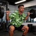 thumbnail image 4 of OIOLOYJM Hoodies for Men Sun Protection Lightweight Camo Short Sleeve Hooded T Shirts Rash Guard Quick Dry Running Casual Outfits Green M, 4 of 5