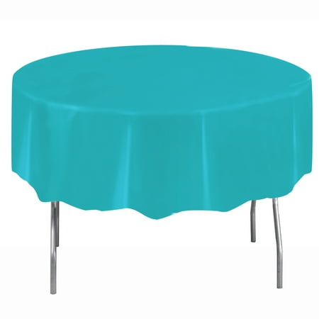 Plastic Round Tablecloths, 84 in, Terrific Teal, 2ct ...