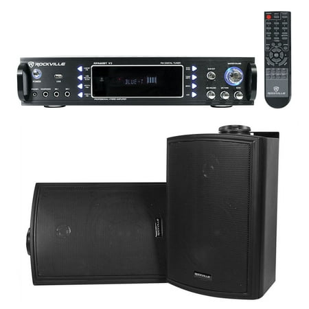 Rockville Home Theater Bluetooth Receiver + (2) 5.25  Speakers w/Swivel Brackets