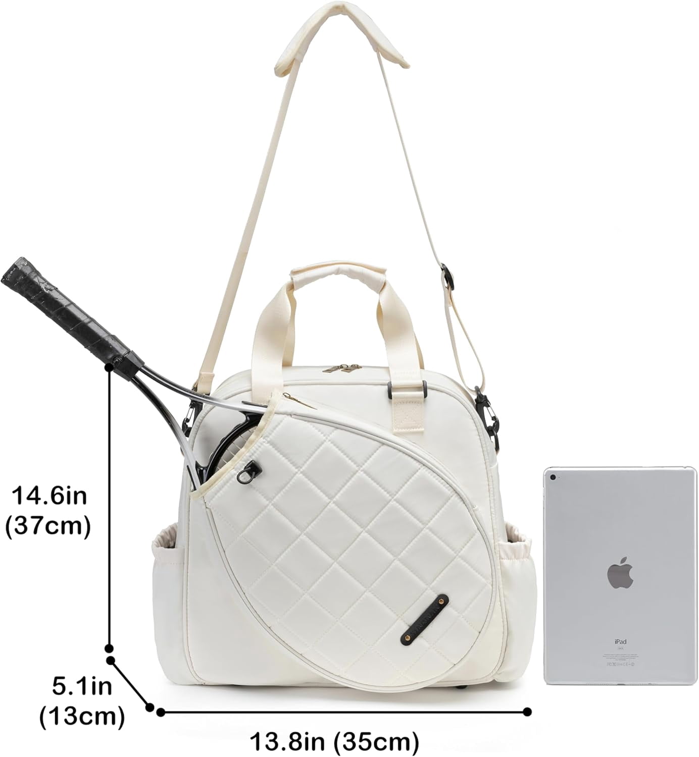 Tennis Shoulder Bag Large Water Resistant Tote Handbag for Tennis Racket, Pickleball Paddles, Badminton Racquet