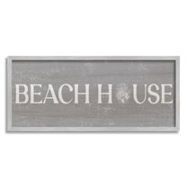 Stupell Industries Beach House Vintage Sign Rustic Shell Design Framed Wall Art, 30 x 13, Design by Daphne Polselli