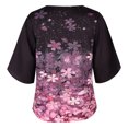 thumbnail image 5 of Camiseta de blusa estampada de manga media con cuello en V informal de verano para mujer Pompotops  hkajfhjk471461, 5 of 5