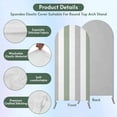 thumbnail image 3 of Sage Green Grey Stripe Arch Backdrop Cover, Spandex Fitted Wedding Arch Cover, Modern Farmhouse Vertical Striped Round Top Stand Covers for Birthday Ceremony Bridal Shower Party Decor 4x1.65 Ft, 3 of 9