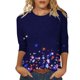 thumbnail image 1 of Camisetas de Manga Larga de las Mujeres Imprimir 3/4 Manga Cuello Redondo Blusa, Camiseta Casual para la Primavera Y el Verano, 1 of 5