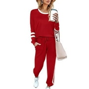 Sexy Dance Casual 2 Piece Outfits for Women Long Sleeve Sweatsuit Jogger Sets Track Suits Lounge Set Drawstring Sweatpants Jogger Sport Outfits Set