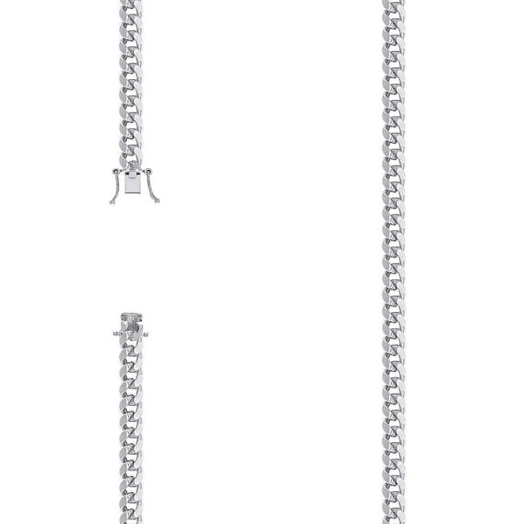 925 Sterling Silver Hollow Comfort Curb Chain Rhodium 5.2mm Necklace 18 Inch Chain Necklace for Women and Men