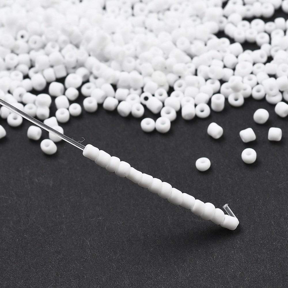 Frosted Opaque 12/0 Glass Seed Beads Round White 2x1~2mm Hole: 0.5mm about 30000pcs/bag 440~450g/bag