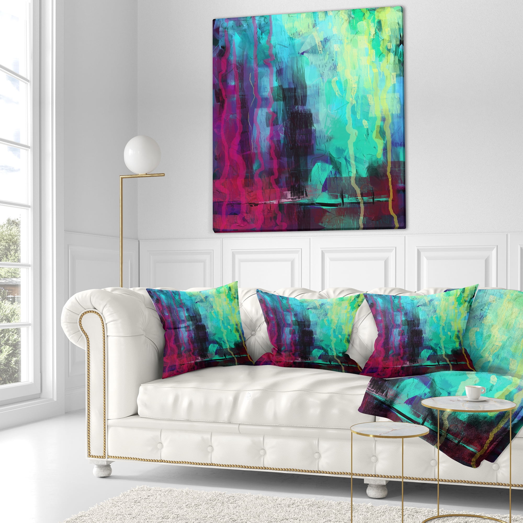 Designart Abstract Digital Painting - Abstract Throw Pillow - 18x18