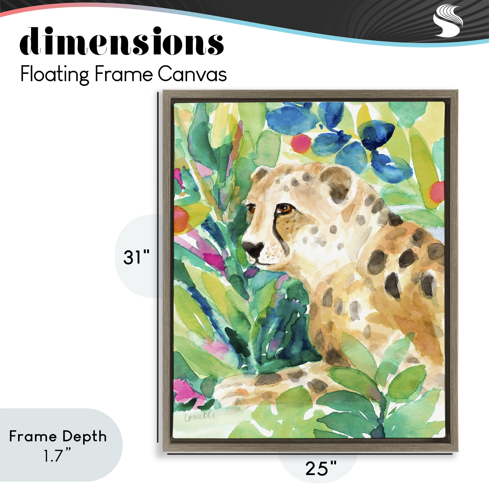 Stupell Industries Vibrant Chillin' Cheetah Brown Framed Floater Canvas Wall Art, design by Lanie Loreth