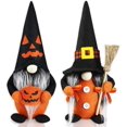 thumbnail image 1 of 2 Pcs Décorations en Peluche Gnomes d'Halloween - Décor Tomte Suédois Fait Main Halloween Mr & Mrs - Décoration de Table d'Halloween Gnomes Elf - Décoration de Cheminée de Fête d'Halloween - 11 Pouces, 1 of 7