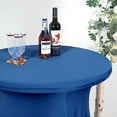 thumbnail image 6 of Balsa Circle Royal Blue Cocktail Table Cover Natural Wavy Drapes Spandex Tablecloth Reception, 6 of 8