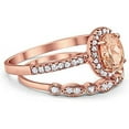thumbnail image 2 of Rag Jewels 925 Sterling Silver 2.20 Ct Oval Cut Morganite Wedding Engagement Thanksgiving Christmas Bridal Ring Set 14K Rose Gold Plated For Women's -8.5, 2 of 3
