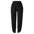 thumbnail image 5 of Womens Cotton Fashion Long Pant Elastic Waist High Waist Casual Trousers Streetwear Female Bottoms Black S, 5 of 6