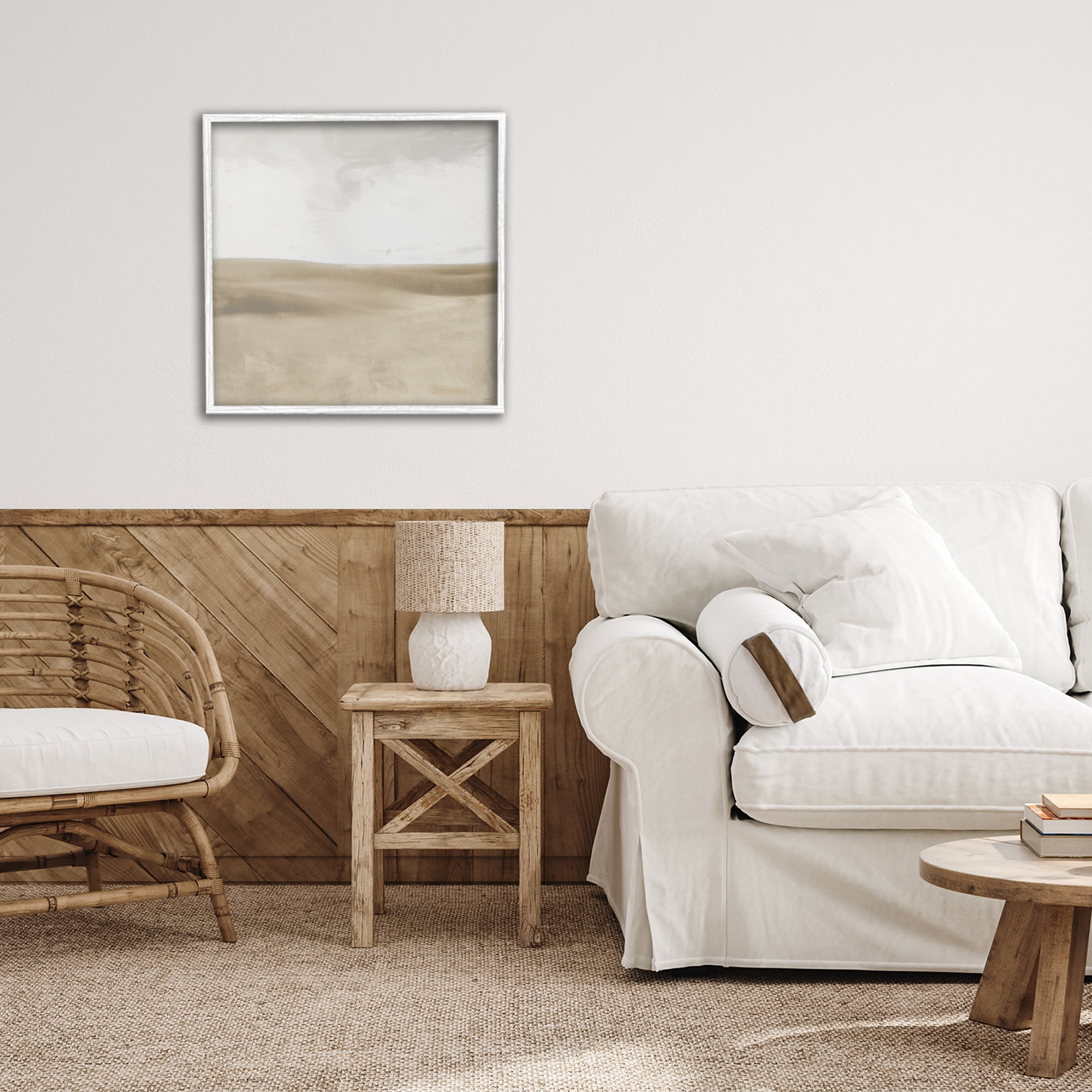 Stupell Industries Smooth Neutral Hills White Framed Giclee Art, design by Dan Meneely