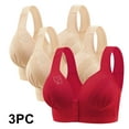 thumbnail image 2 of Yxbdin 3 Pack Front Closure Bras for Women Wireless Lace Push Up Bra Lifting Full Coverage Bras Gathering Support Bras Comfy Wide Straps Everyday Bras, 2 of 9