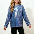 thumbnail image 5 of Juorvia Tops for Girls Kids Loose Fitted Crew Neck Long Sleeve Blouse Sequin Dance Performance Stage(7-8Years,Blue), 5 of 5