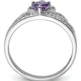 thumbnail image 2 of Sterling Silver Rhodium Plated Diamond & Amethyst Teardrop Ring (Size 6) Made In India qr4644am-6, 2 of 5