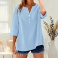 thumbnail image 5 of Comdrip Cotton Muslin Shirt Women! Cotton Linen Shirts for Women Summer Button Down Tops 3/4 Length Sleeve Casual Blouses Oversized Tshirts 2025 Gauze Shirts for Women Light Blue 2XL, 5 of 10