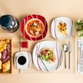 thumbnail image 5 of MALACASA, Series Felisa, 30-Piece Porcelain Dinner Set, Red Stripes Ivory White Dinneware Set, Service for 6, 5 of 8
