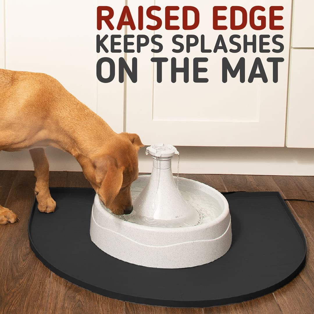 Leashboss Fountain Mat, Silicone Water Mat Designed for Pet Fountains, Dog  Gravity Water Bowls, Mats for Automatic Dispensing Cat Feeders up to 14