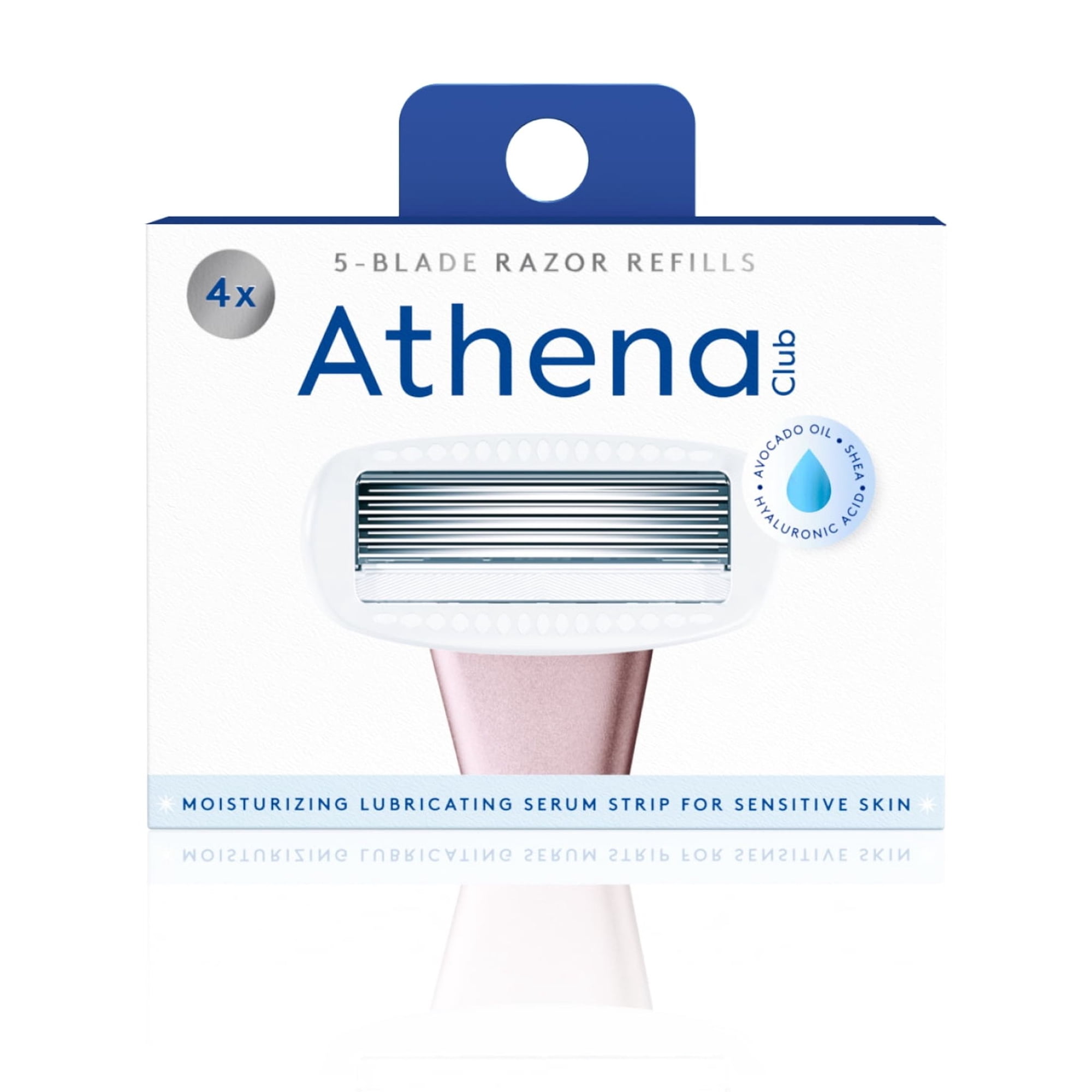 Athena Club Women's Blade Refills - 4 Count, 5-Blade Razor Refills, Moisturizing Serum Strip