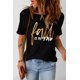 thumbnail image 1 of ABPHQTO Camiseta gráfica de manga corta IS MY FAV Black Fall para mujer, 1 of 5