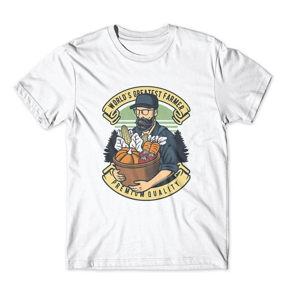 Mighty Circus World Greatest Farmer T-Shirt 100% Cotton Premium Tee NEW - White, Tripple Extra Large