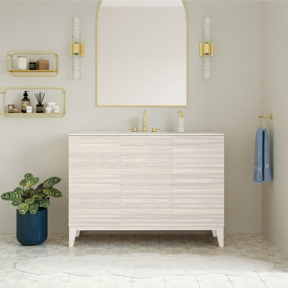 Cascade 48" Freestanding Bathroom Vanity in White Oak with 3-Hole Widespread Sink Top