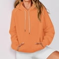 thumbnail image 4 of Women's Long Sleeved Pullover Hooded Fashion Solid T-shirt Drawstring Blouse Round Neck Casual Tops Hooded Sweatshirts, 4 of 7