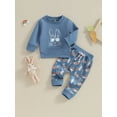 thumbnail image 2 of Suealasg Toddler Boys Easter Outfit 6M 1T 2T 3T Baby Boys Long Sleeve Sweatshirt Elastic Bunny Carrot Print Pants Sets 2 Piece Kids Boys Spring Clothing, 2 of 9