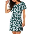 thumbnail image 2 of Rateoe Daisies Flowers Print Women’s Nightdress – Cozy Cotton Short-sleeved Sleep Shirt, Loose-Fit Sleepwear, Perfect for Relaxing and Sleeping, 2 of 6