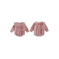 thumbnail image 2 of Miaouyo Infant Baby Girls Velvet Fall Romper 0 3 6 12 18 Months Fashionable Solid Color Ruffled Round Neck Long Sleeve Bubble Jumpsuit, 2 of 9