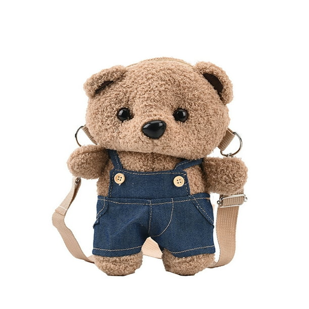Bandolera de peluche con forma de oso de peluche, color marrón, para niños de 2 a 10 años