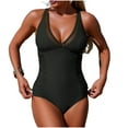thumbnail image 3 of LIBRCLO Womens One Piece Swimsuits Deep V Hollow Solid Color Bikini Sling Comfortable Summer Beach Bathing Suits, 3 of 8