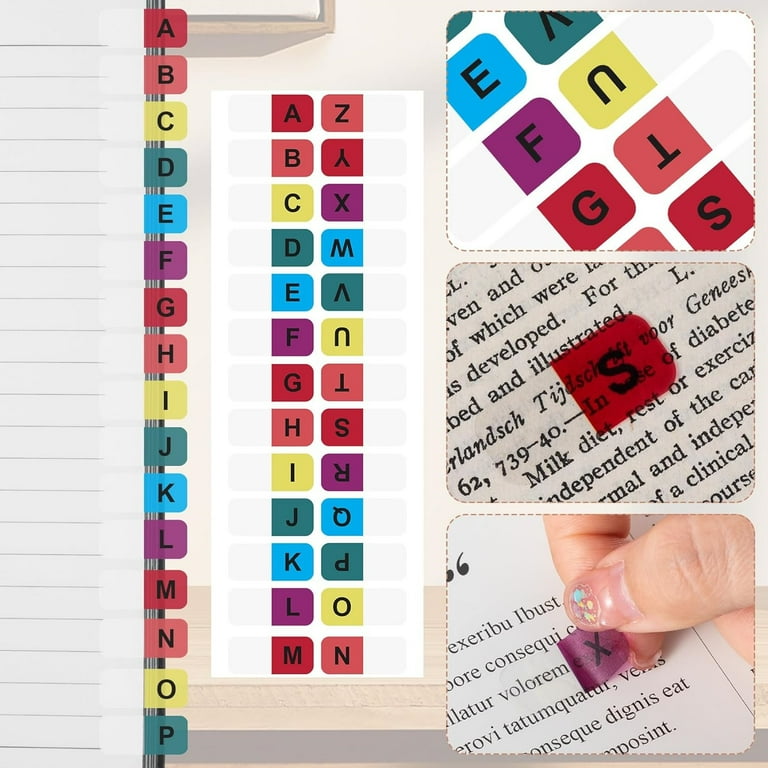 Bexikou A-Z Tabs Small Alphabet Index Tabs, 8 Sheets, 208 pcs